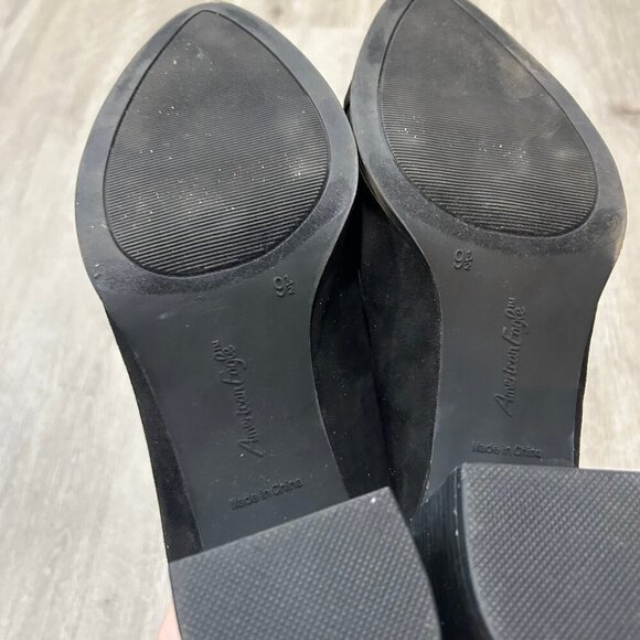 American Eagle Black Mule Point Toe Faux Suede Women's Size 9.5 - Picture 6 of 7